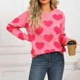 thumbnail image 4 of Fengactive Cute Heart Sweater for Women Knitted Love Sweaters Tops Valentine's Day Outfits Crewneck Long Sleeve Pullover Shirts, 4 of 9