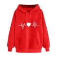 thumbnail image 2 of Otvok Heart Print Women Hoodie Long Sleeve Drawstring Pullover Casual Daily Pocket Sweatshirt Top, 2 of 5