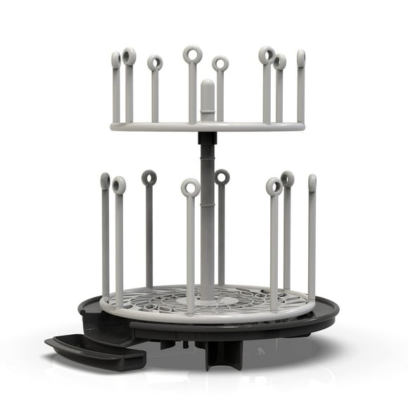 Estante para secar botellas The First Years Spin Stack de 2 niveles, negro