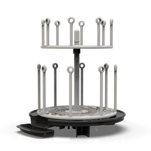 Estante para secar botellas The First Years Spin Stack de 2 niveles, negro