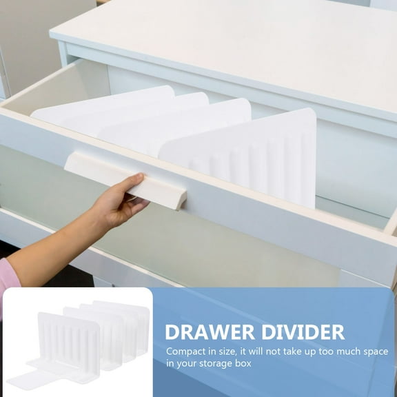 Houderco Drawer Dividers White Plastic 4Pcs Steady Standing Design Refrigerator Storage Divider