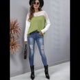 thumbnail image 4 of Suéter Oversize con Bloques de Color para Mujer: Cuello Redondo, Punto Acanalado, Hombros Caídos, Larga Verde L, 4 of 10
