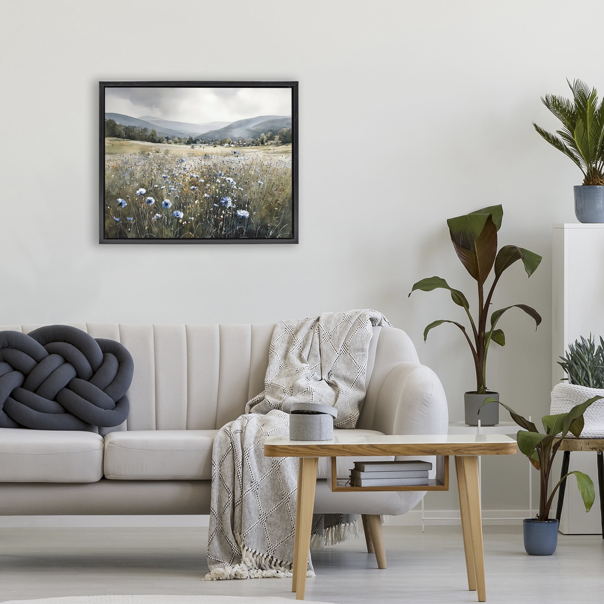 Stupell Industries Sapphire Speckled Fields Black Framed Floater Canvas Wall Art, design by Franklyn Gregory