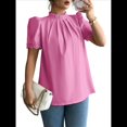 thumbnail image 3 of Camisa de Verano para Mujer, de Corta, con Volantes, Cuello Alto, Floral, , 2025, Blusas Informales, Tops Rosa XL, 3 of 8