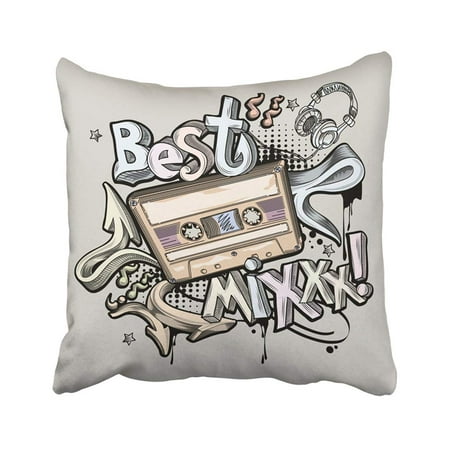 ARTJIA Tape Best Mix Music Graffiti Arrow Star Audio Funky Retro 1980s Abstract Pillowcase Cover 18x18