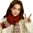 thumbnail image 3 of Women's Isle Wool Knitted Scarf Artistic High End Warm Cold Weather Neck Wrap, 3 of 5