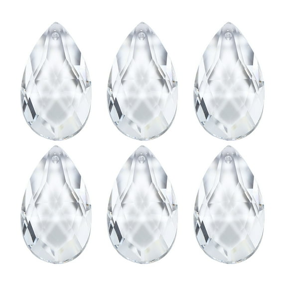 Uxcell K9 Crystal Pendants Teardrop Beads, 6 Pack 38mm Chandelier Prisms Parts Hanging Beads DIY Lamp Clear