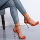 thumbnail image 4 of Sandalias de tacón alto con punta abierta y correa en el tobillo con cadena de metal transparente sexy para mujer Wmkox8yii hfjk3462, 4 of 5