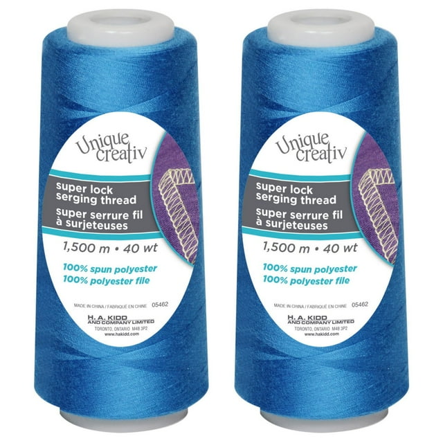 UNIQUE CREATIV TRULOCK Serging Thread — 100% Polyester, 40 wt, 1500 m Cone for Overlock Machines