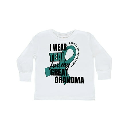 

Inktastic I Wear Teal For My Great Grandma Ovarian Cancer Awareness Gift Toddler Boy or Toddler Girl Long Sleeve T-Shirt