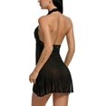 thumbnail image 2 of ZECATL Women Lace Sleepwear Set Dress Halter Lingerie Mesh, 2 of 3