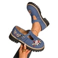thumbnail image 3 of EKVAHL Women's Mary Jane Walking Shoes, Buckle Chunky Platform Loafers, Floral Embroidery Lug Sole Outdoor Campus Daily Work Shoes Blue, 3 of 4