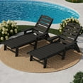 thumbnail image 6 of 2-Pack/1-Pack HDPE Pool Lounge Chairs - 5-Position Adjustable Chaise Lounges w/Cup Holder (450lb Capacity, Black/White/Grey), 6 of 7