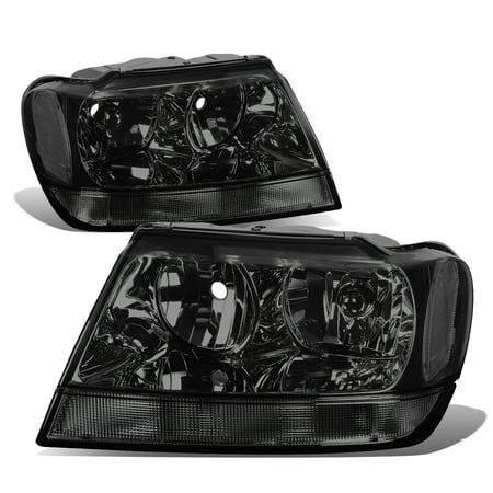 02 Jeep Liberty Headlight - For 99-04 Jeep Grand Cherokee HeadLight Lamps Kit (Smoke Lens) - WJ 00 01 02 03