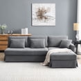 thumbnail image 2 of EUROCO 1300LBS 87" Modern L-shaped Sectional Sofa Couch, 4 Seat Corduroy Couch with Reversible Chaise and Pillows, Upholstered Convertible Sleeper Couch for Living Room, Apartment, Office, Gray, 2 of 11