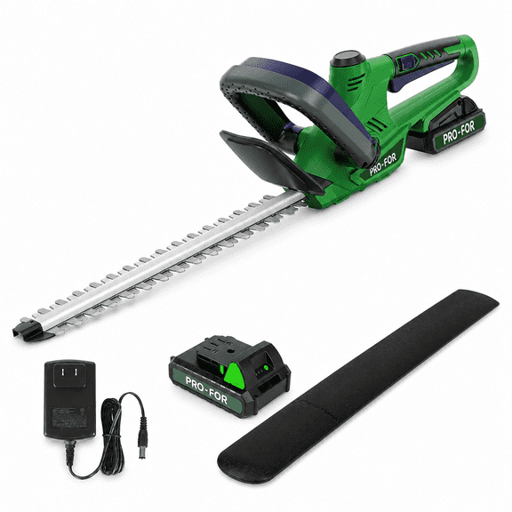 PRO-FOR 20V Cordless Hedge Trimmer, 22 in Dual-Action Blade, 0.55 in Cutting Capacity, 3000 SPM, Battery & Charger Included