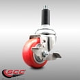 thumbnail image 2 of 3.5 Inch 316SS Red Polyurethane Swivel 1 Inch Expanding Stem Caster Brake, 2 of 2