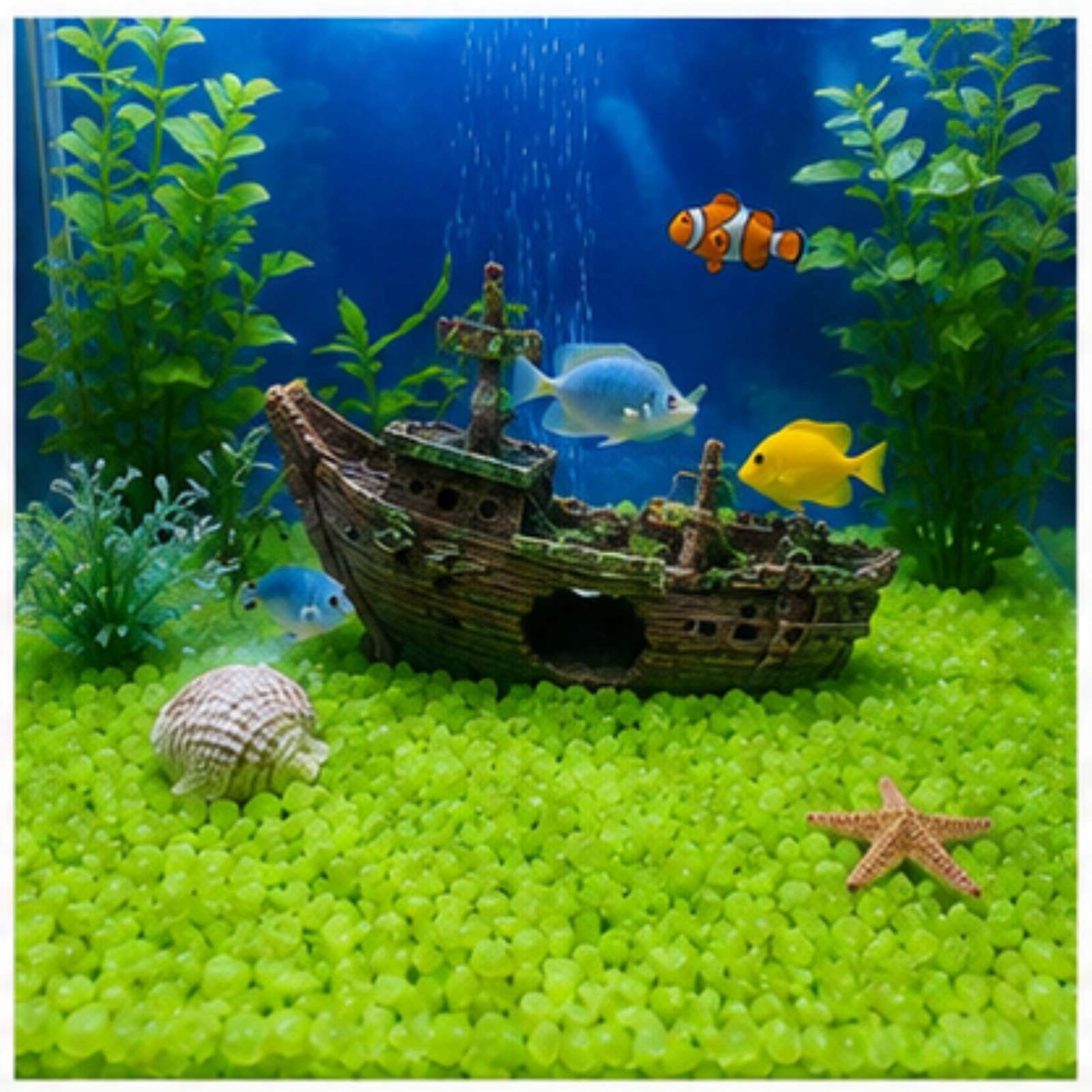 Roiihwy Small Aquarium Gravel Sand, Decorative Fish Tank Gravel, Glow in The Dark Rocks for Vase Fillers, Terrarium, Fairy Garden, Potted Plants
