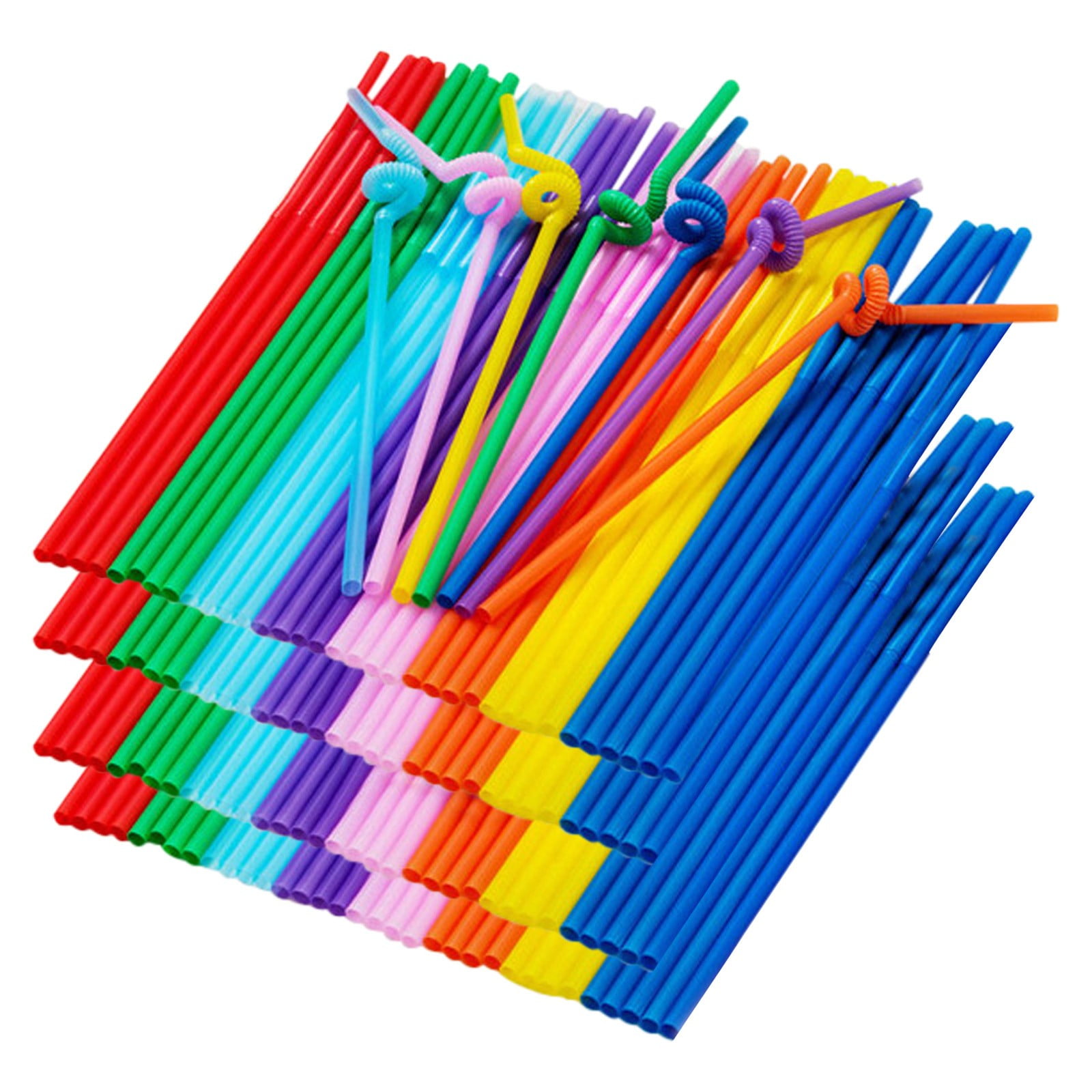 Exywaves 100PC Color Bar Soy Milk Straws Plastic Elbow Disposable