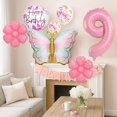 thumbnail image 4 of Set de globos de cumpleaños JKGOO Pink Butterfly para niña que cumple 9 años, 4 of 7