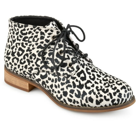 Womens Faux Leather Stacked Wood Heel Lace-up Print Booties Womens Faux Leather Stacked Wood Heel Lace-up Print Booties