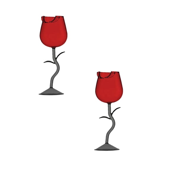 2Pack Rose Glasses Goblet Rose Shaped Glass Juice Glass For Valentine'S Day Wedding Birthday Housewarming Celebrations Glass Bottle 3.1"X8.5"