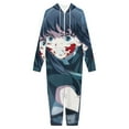 thumbnail image 3 of Demon Slayer Muichiro Tokito Women Men Pajamas Zipper Onesie Jumpsuit Hooded One Piece Sleepwear, 3 of 8