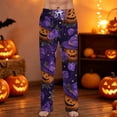 thumbnail image 2 of Satingcolo Men's Halloween Printed Drawstring Pajama Pants Comfortable Sleepwear with Fun Halloween Pattern for Lounging and Sleeping at Home, 2 of 6