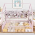 thumbnail image 6 of DreamBuck Full Size Metal House Bed Frame with Fence for Teens, Girls, Boys, Cabin Floor Bed for Bedroom, Pink, 6 of 7