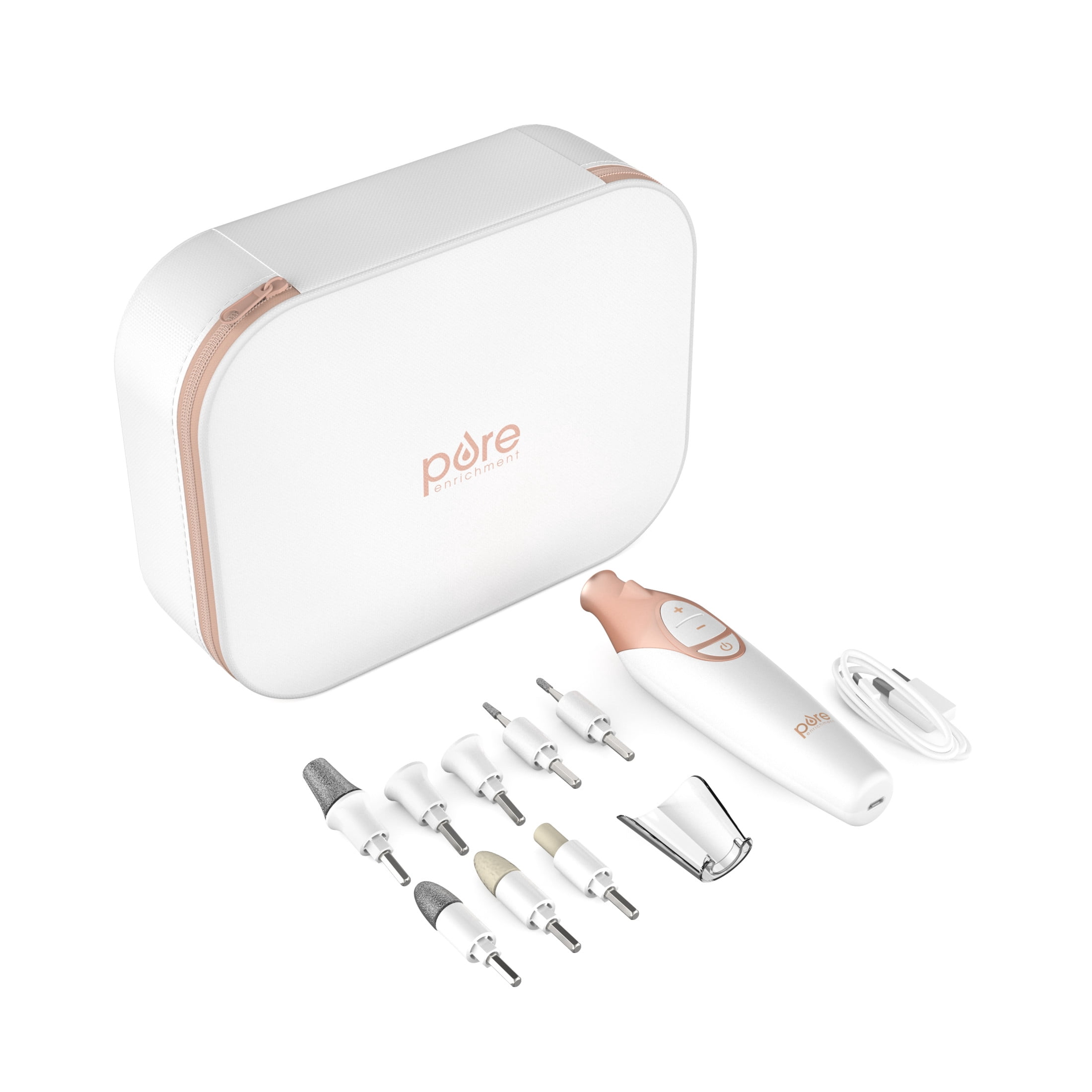 Pure Enrichment PureNails Luxe Rechargeable Manicure Set - Cordless Portable Electric Nail Drill for Acrylic Gel Nails, Manicure Pedicure with 9 Sapphire Filing Attachments and LED Grooming Light