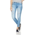 thumbnail image 2 of VIP Jeans Junior Ripped and Distressed Frayed Hem Skinny Stretch Jeans, Light Blue, Size 15, 2 of 10