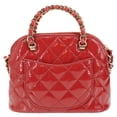 thumbnail image 3 of Pre-Owned Chanel Coco Quilted Calfskin Patent Leather Clutch With Chain Red, 3 of 14