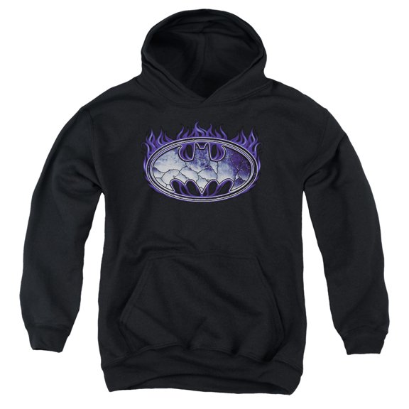 Batman - Cracked Shield - Youth Hooded Sweatshirt - Large