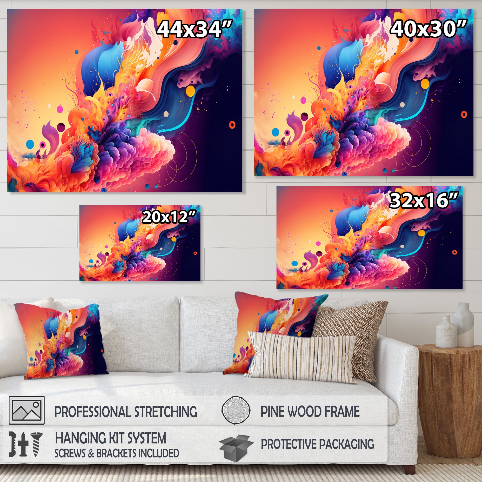 Designart Vibrant Color Explosion II Canvas Wall Art