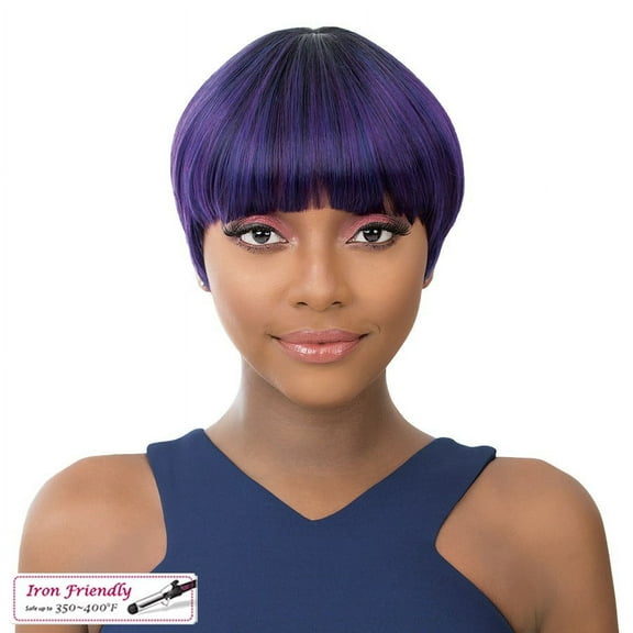 Pacifier Shaped Short Cut Wigs For Iron Wigs, Pixie Style,Tt1B/Deep Purple