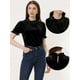 thumbnail image 2 of Camisa con cuello de volantes para mujer Blusa de terciopelo de manga corta Negro S, 2 of 5