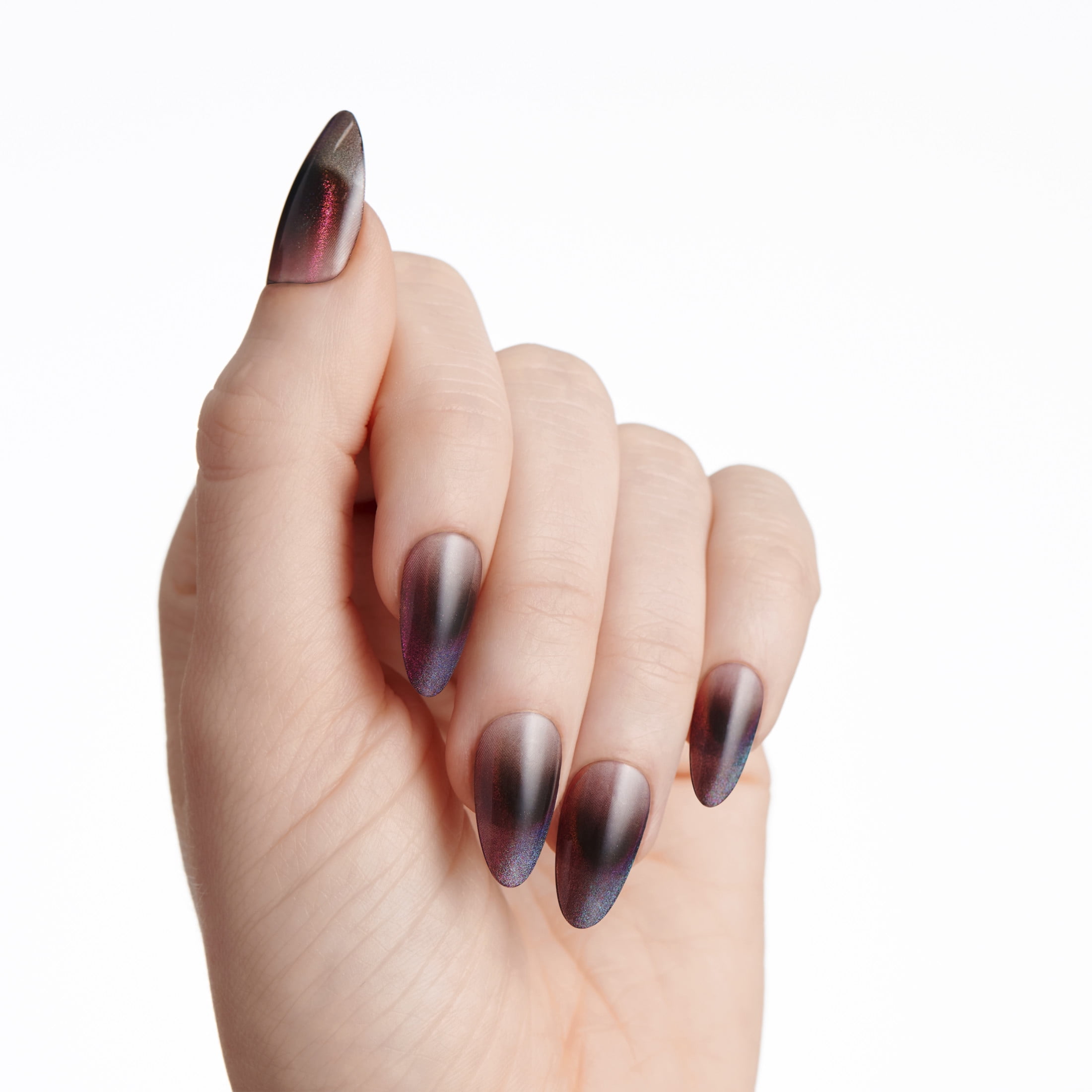 KISS Salon X-tend Press on Nails, Again, Gray, Medium Almond, 30 Count