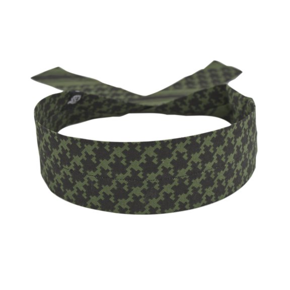 Zan Headgear Cotton Cooldanna Head/Neck Wrap Houndstooth Olive