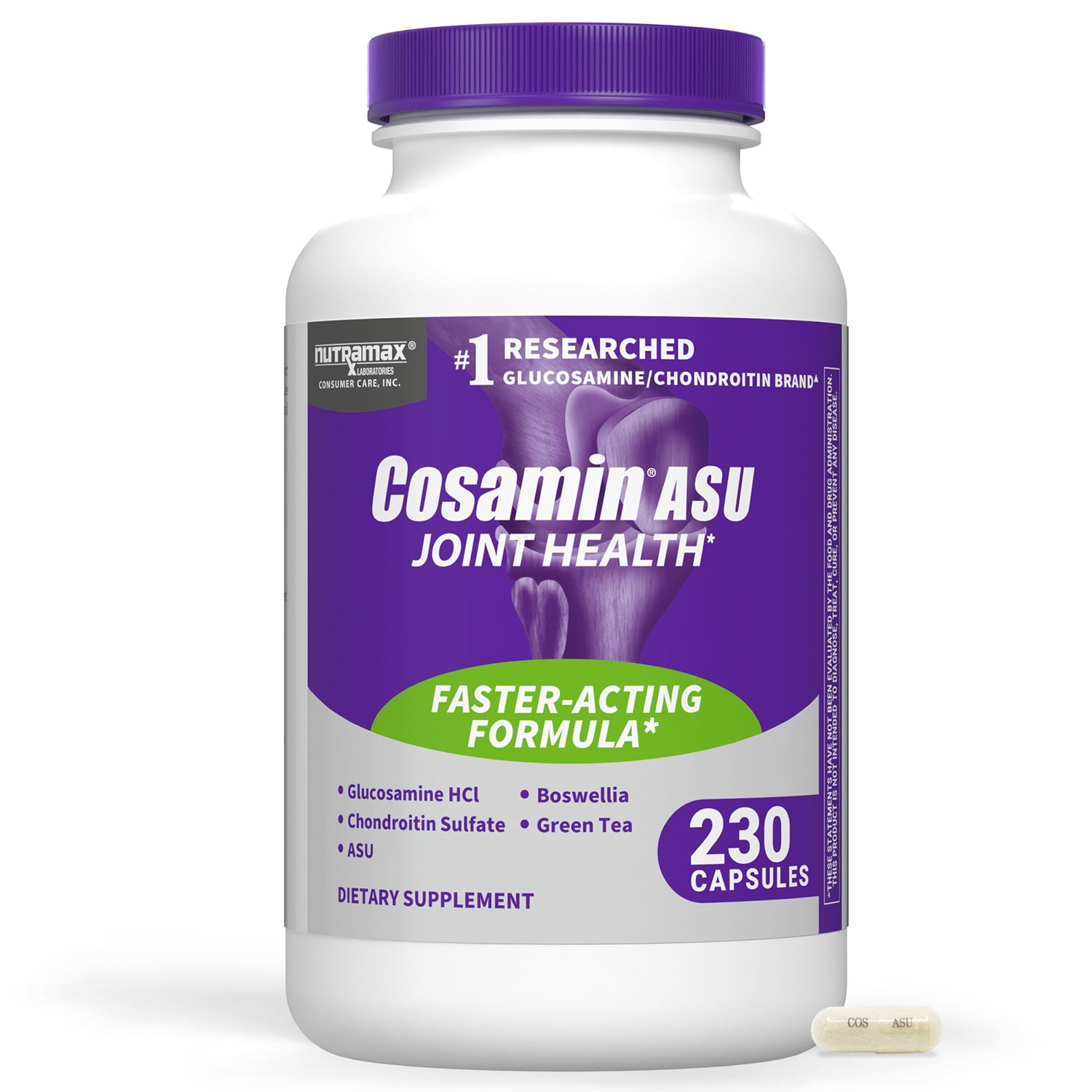 Nutramax Cosamin ASU Joint Health Supplement with Glucosamine, Chondroitin & ASU for Men’s & Women's Joint Health, 230 Capsules