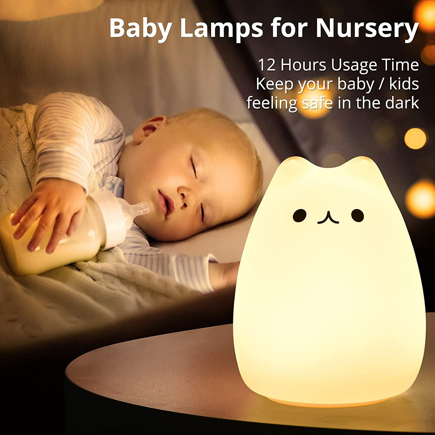 Cat Lamp, Cute Kitty Night Light, Gifts for Women Teen Girls Baby, Night Lights for Kids Bedroom, Cute Christmas Kitty Silicone Nightlights for Children Toddler.