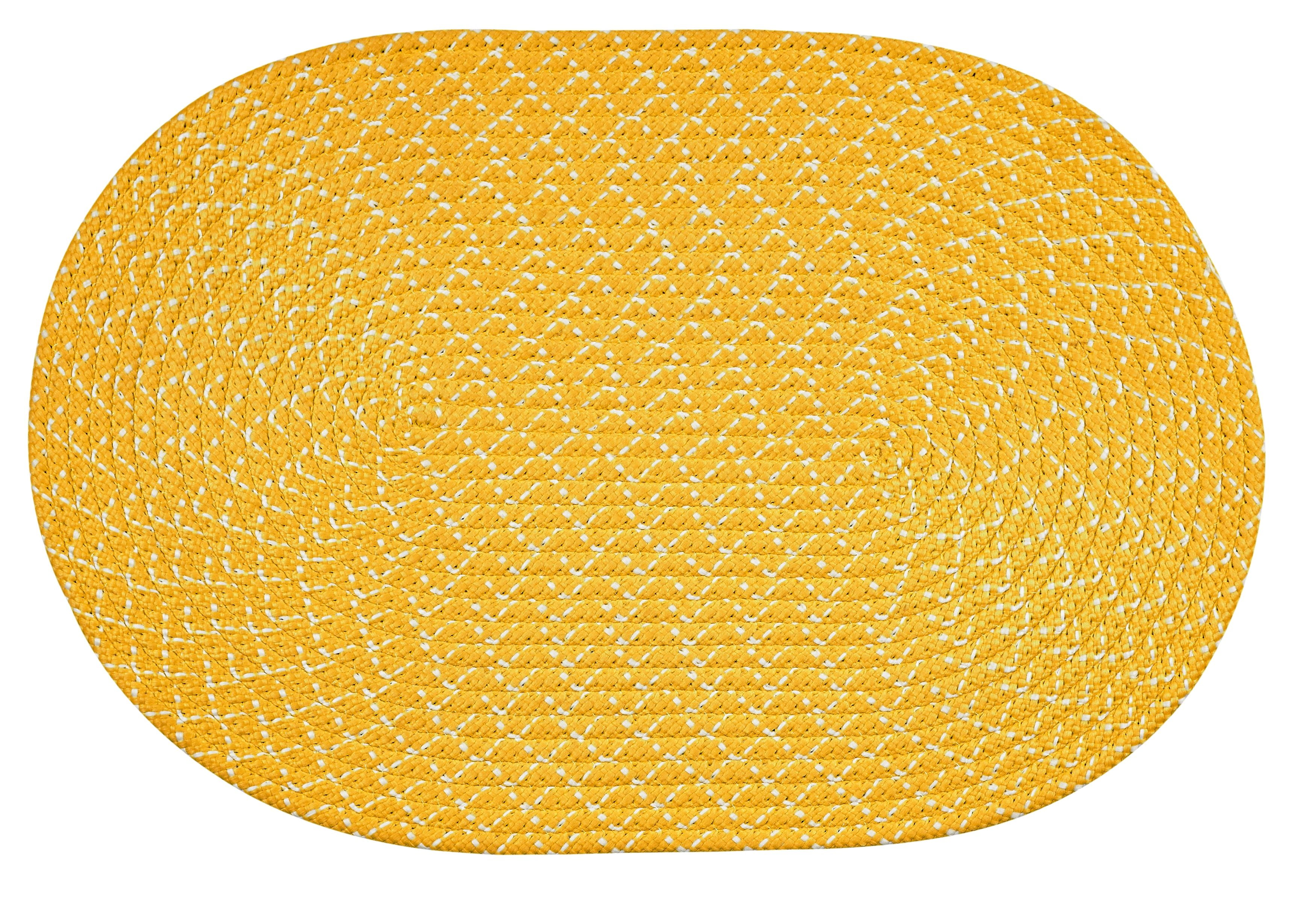 Better Trends 8' x 11' Oval Braided Rug 100% Polypropylene Durable & Stain Resistant Reversible Indoor/Outdoor Area Utility Rug, Sunsplash Collection - Yellow