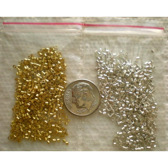 1000Pcs Mix Silver/Gold Plated Tube Crimp Beads 1.5Mm ~ Jewelry Making ~