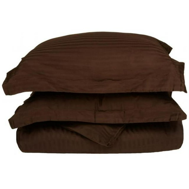 400 Thread Count Egyptian Cotton Full/ Queen Duvet Cover Set Stripe Mocha