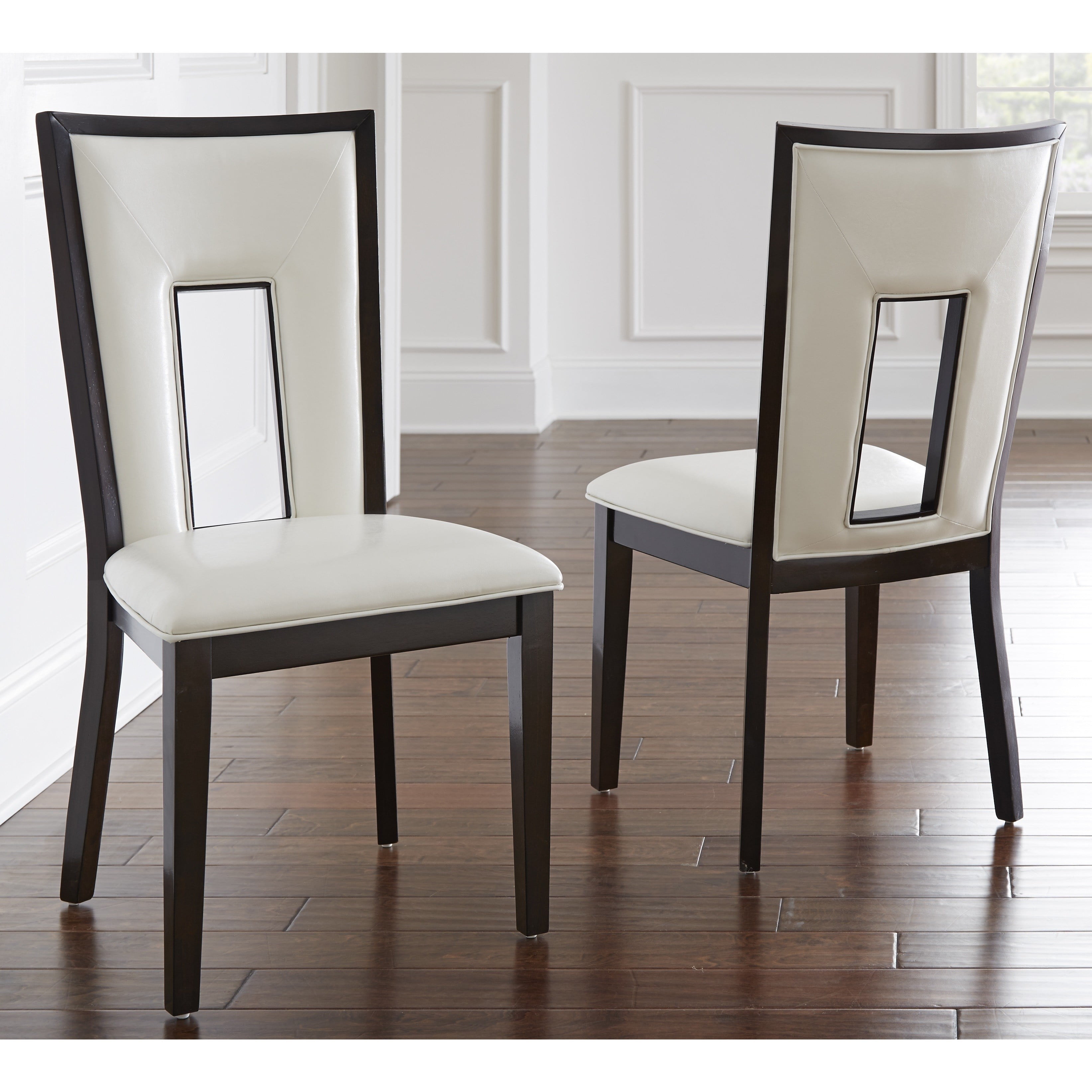 Strick Bolton Ettinger Cream Dining, Leather Keyhole Dining Chairs