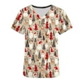 thumbnail image 5 of Holiday Gifts! Titcea Christmas Scrub Tops for Women Stretchy V Neck Short Sleeve Cute Xmas Printed Nurse Holiday Working Uniforms, 5 of 5