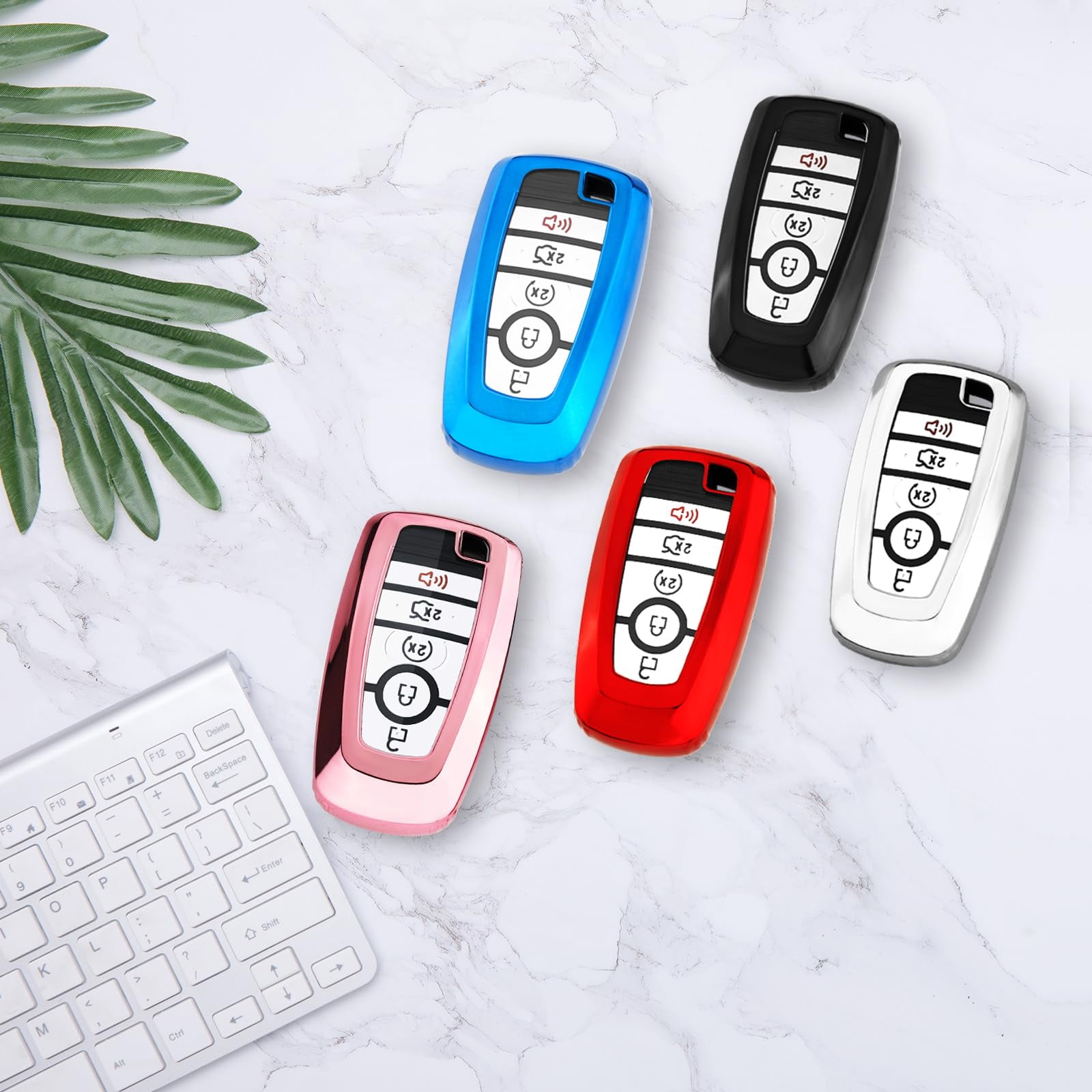 for Ford Key Fob Cover with Keychain,Soft TPU Key Case Shell for Ford Explorer Bronco Escape Edge Expedition Mustang F150 F250 F350 F450 F550 Fusion Ranger Lincoln 5 Button Holder