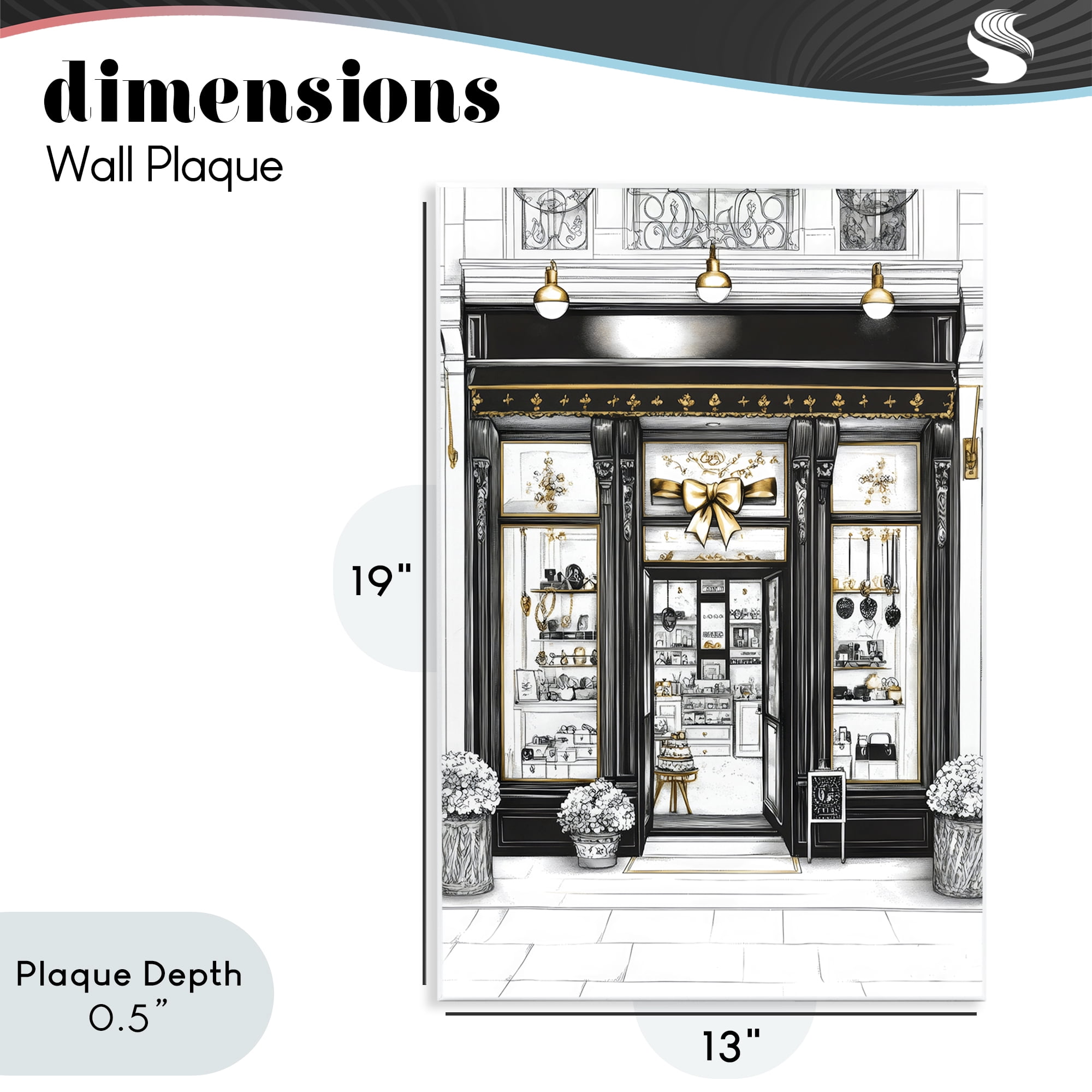 Stupell Industries Glam Paris Shop Facade Wall Plaque Art, design by Petal Prints Design