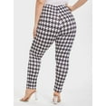 thumbnail image 2 of CurveSoul Plus Size Houndstooth Print Elastic High Waist Skinny Pants, 2 of 5