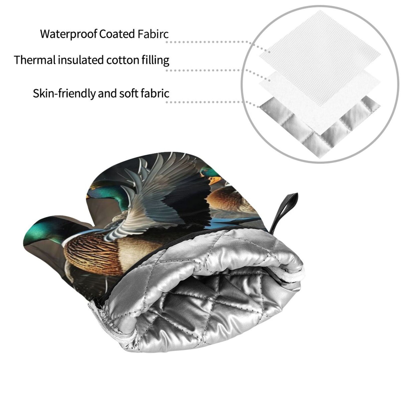 Mallards Duck Cool Hunting 4Pcs Oven Mitts and Pot Holders Sets Oven Kitchen Gloves Hot Pads for Cooking BBQ Baking Grilling