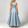 thumbnail image 4 of LEKWK Girls Maxi Dress Satin Sleeveless Crewneck A Line Princess Dress Elegant Flowy Evening Gown with Bow Waist for Wedding Guest Prom Performance Party 0-15Y, 4 of 6